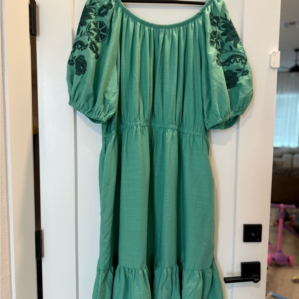 Knox Rose Green Ruffled Tiered Off-the-Shoulder Sundress